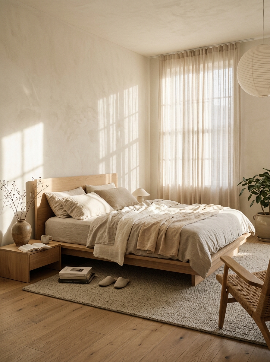 Aria platform bed in an apartment bedroom