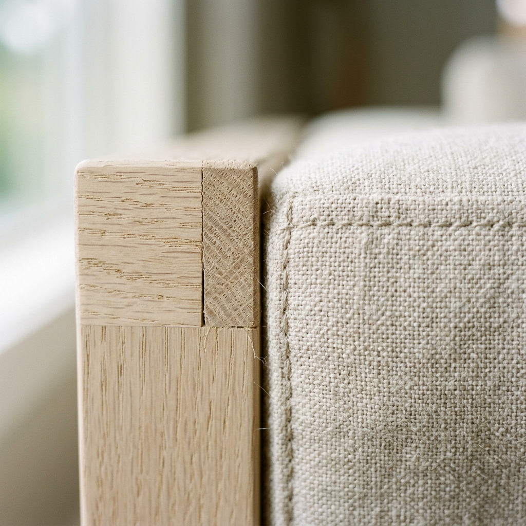 Close-up of the Harbor sofa frame joinery