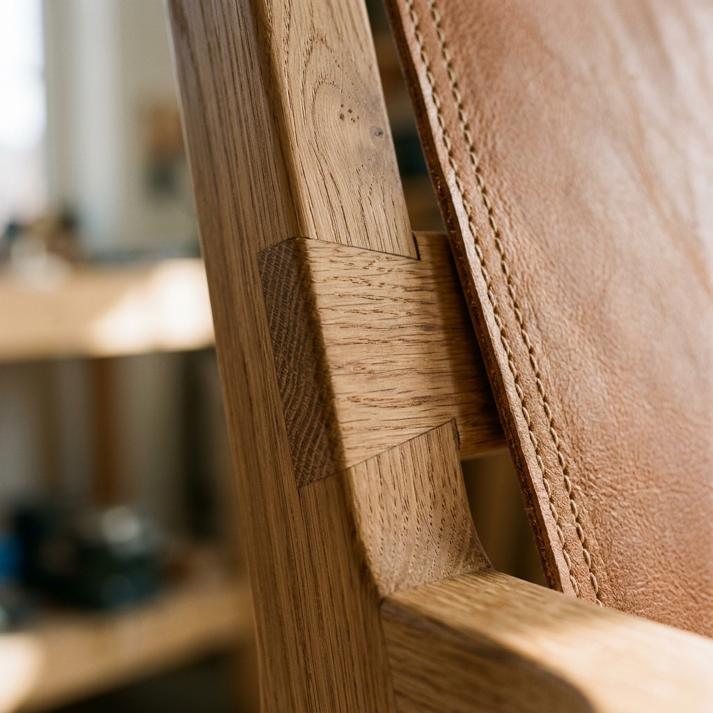 Close-up of the Mira lounge chair joinery