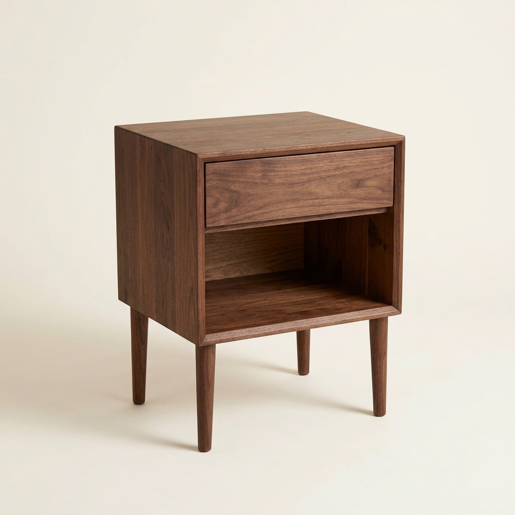 Nook bedside table with a drawer and open shelf