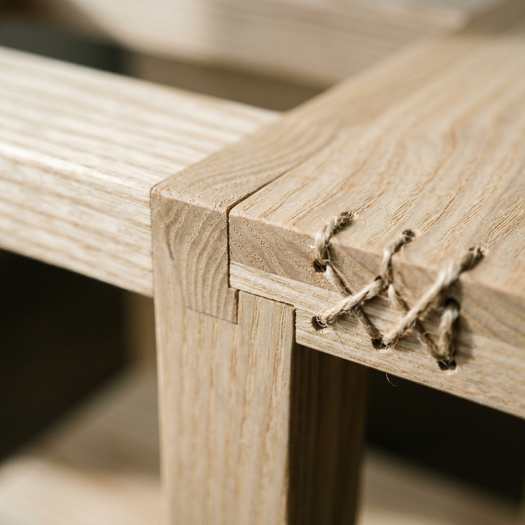 Close-up of the Pila side table joinery